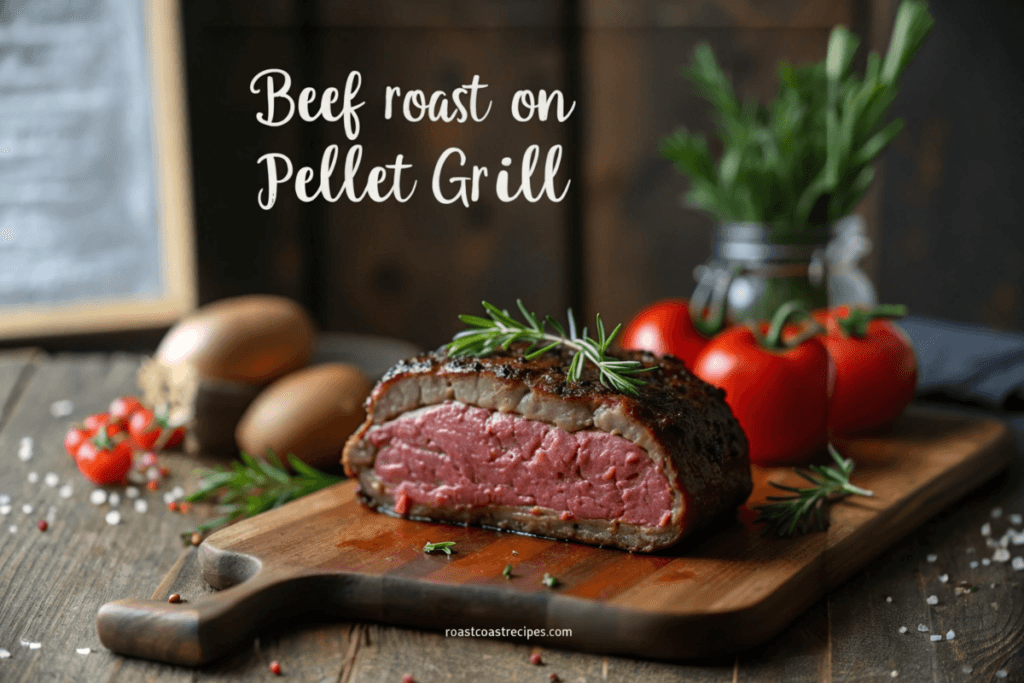 Juicy beef chuck roast on a pellet grill, perfect for a delicious meal