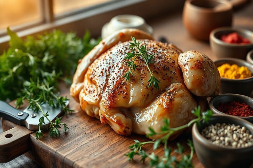 How to make Smoked Chicken Thighs: Unique, Perfect, New for 2025 3 A selection of fresh ingredients and rustic props for preparing smoked chicken thighs, with a warm and inviting atmosphere.