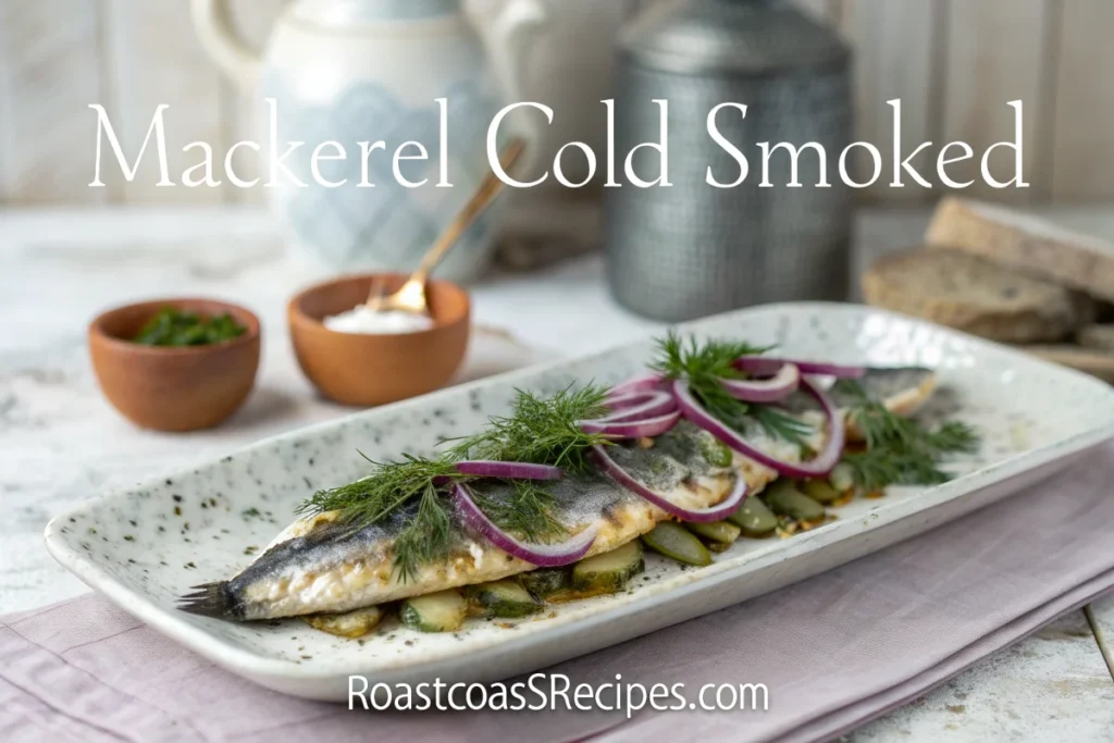 Mackerel Cold Smoked: Foolproof Guide to Making at Home 1 A mouthwatering dish of mackerel cold smoked, garnished with fresh herbs and thinly sliced red onion, perfect for any seafood lover.