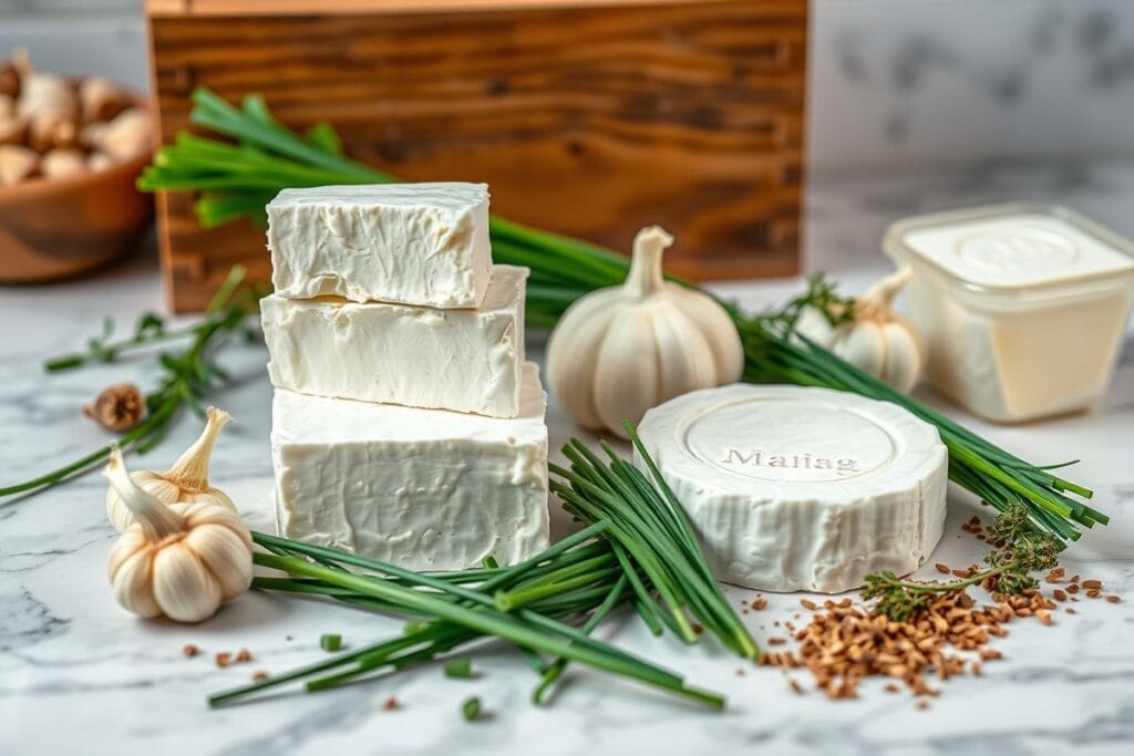 How to Smoke Cream Cheese: 3 Delicious Recipes You'll Love 3 Ingredients for smoked cream cheese recipes, including cream cheese, garlic, and herbs.