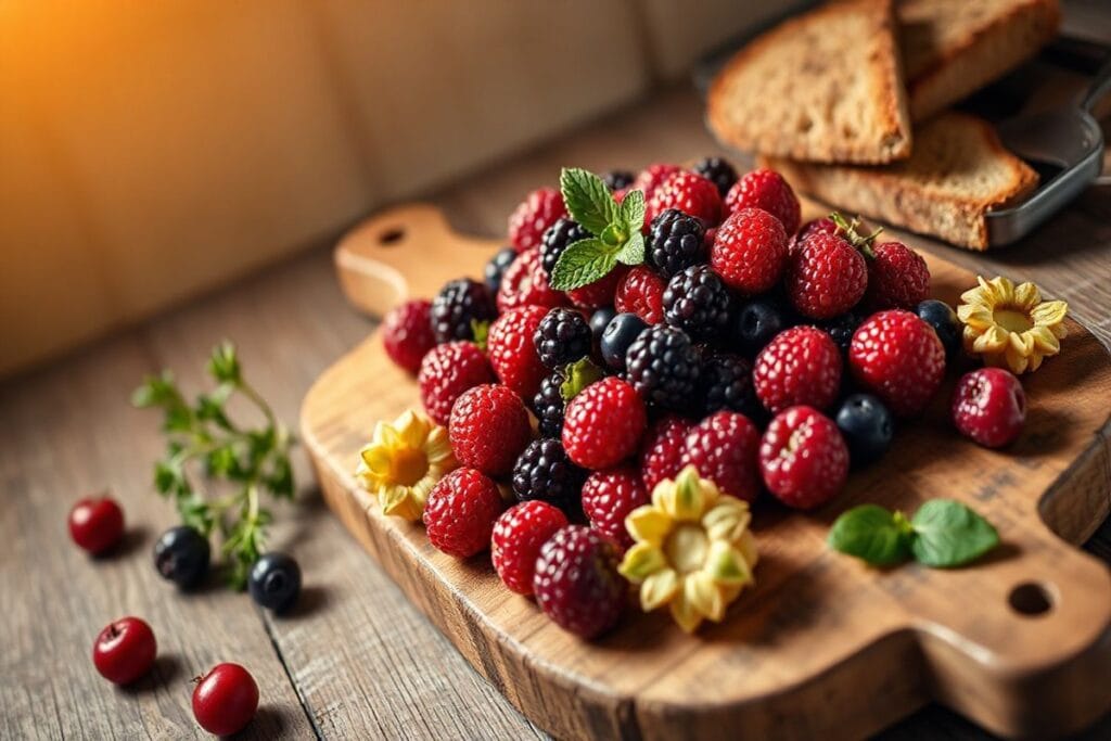 Homemade Meatloaf Seasoning: 5 Easy Recipes for Amazing Results 4 A beautifully styled and arranged still life of fresh berries on a rustic wooden cutting board, with artfully arranged props.