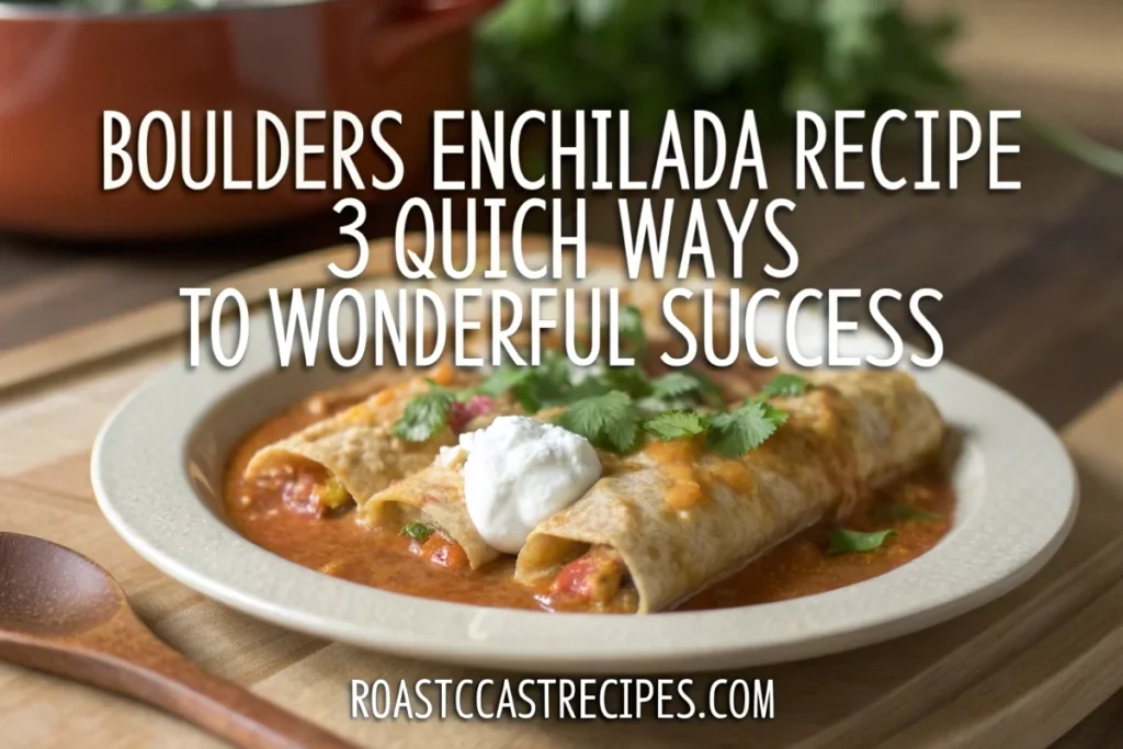 Boulders Enchilada Recipe, a mouth-watering Mexican dish with savory fillings and gooey cheese, served on a plate with a side of freshness and warmth