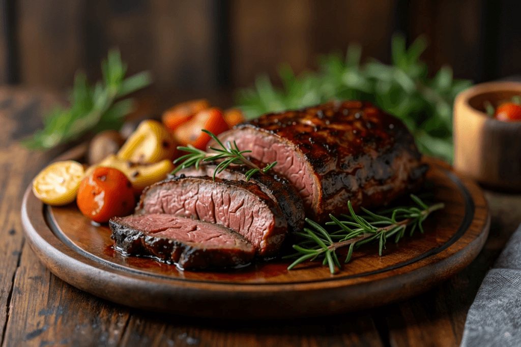 A mouth-watering photo of chuck roast brisket, a halal beef dish, perfect for special occasions