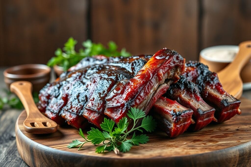Deliciously smoked halal beef ribs at 275 degrees, perfectly cooked for 4-5 hours